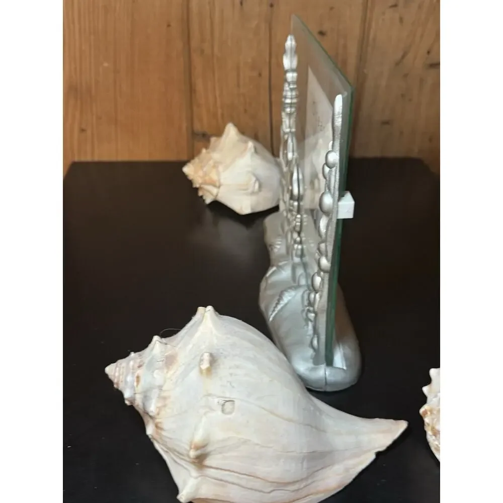 3D Ocean Beach Shells Glass Photo Frame 3.5”x5” Coastal Nautical Decor
